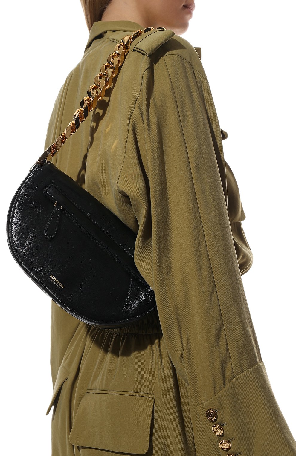 Женская сумка olympia medium BURBERRY черного цвета, арт. 8040119 | Фото 6 (Сумки-технические: Сумки top-handle; Размер: medium; Материал: Натуральная кожа)