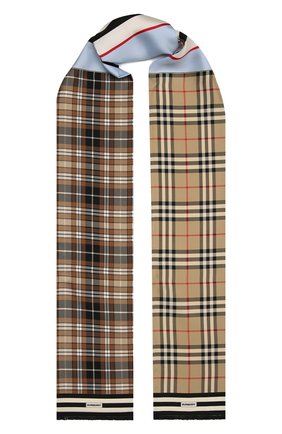 Женский шелковый шарф BURBERRY бежевого цвета, арт. 8049574 | Фото 1 (Материал: Шелк, Текстиль)