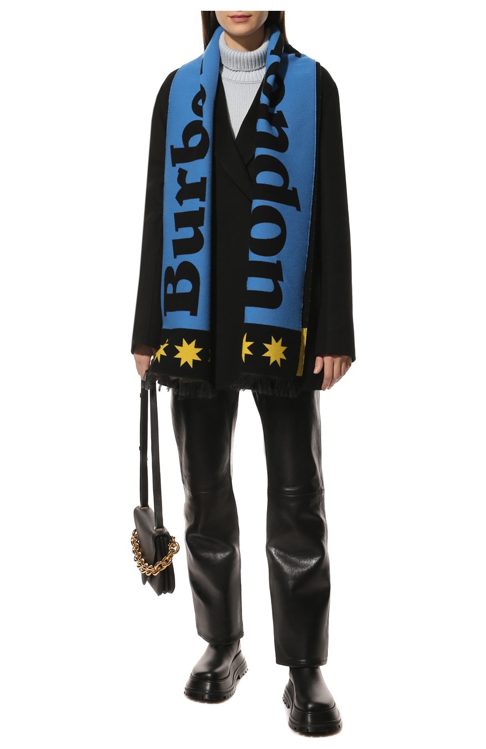 Женский шарф из шерсти и шелка BURBERRY голубого цвета, арт. 8049661 | Фото 2 (Материал: Текстиль, Шерсть)