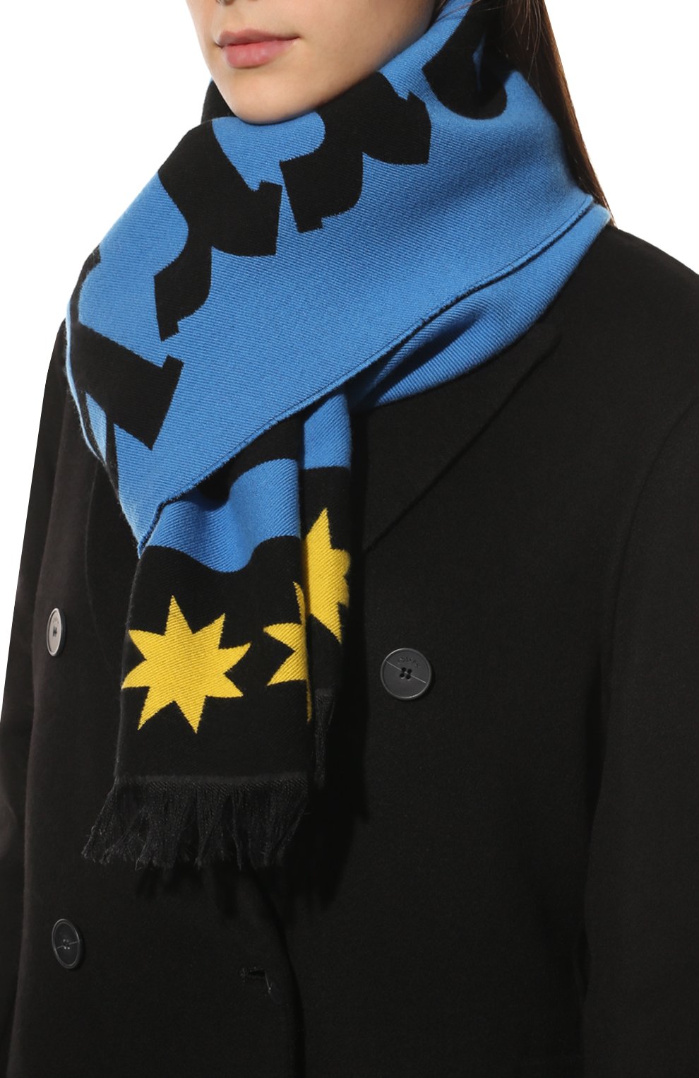 Женский шарф из шерсти и шелка BURBERRY голубого цвета, арт. 8049661 | Фото 3 (Материал: Текстиль, Шерсть)