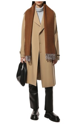 Женский кашемировый шарф BURBERRY коричневого цвета, арт. 8050332 | Фото 2 (Материал: Шерсть, Текстиль, Кашемир)