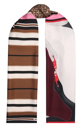 Женский шелковый шарф BURBERRY разноцветного цвета, арт. 8050724 | Фото 1 (Материал: Шелк, Текстиль)