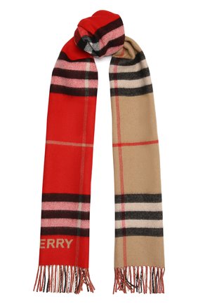 Женский кашемировый шарф BURBERRY разноцветного цвета, арт. 8050495 | Фото 1 (Материал: Текстиль, Кашемир, Шерсть)