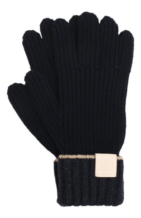 Женские шерстяные перчатки LOEWE темно-синего цвета, арт. F000487XBT | Фото 1 (Материал: Шерсть, Текстиль)
