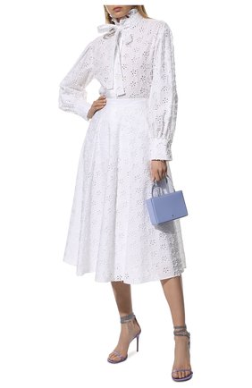 Женская хлопковая юбка VALENTINO белого цвета по цене 323000 руб., арт. XB3RA8K46GN | Фото 2 Женская хлопковая юбка VALENTINO белого цвета, арт. XB3RA8K46GN | Фото 2 (Материал внешний: Хлопок; Длина Ж (юбки, платья, шорты): Миди; Материал подклада: Хлопок; Стили: Романтичный; Женское Кросс-КТ: Юбка-одежда)