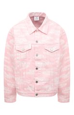 Женская джинсовая куртка VETEMENTS светло-розового цвета, арт. UE52JA180P 2804/W | Фото 1 (Рукава: Длинные; Материал внешний: Хлопок, Деним; Длина (верхняя одежда): Короткие; Стили: Гламурный; Кросс-КТ: Деним, Куртка)
