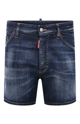 Мужские джинсовые шорты DSQUARED2 темно-синего цвета, арт. S74MU0682/S30342 | Фото 1 (Длина Шорты М: До колена; Материал внешний: Хлопок, Деним; Кросс-КТ: Деним; Принт: Без принта; Стили: Гранж; Случай: Повседневный)