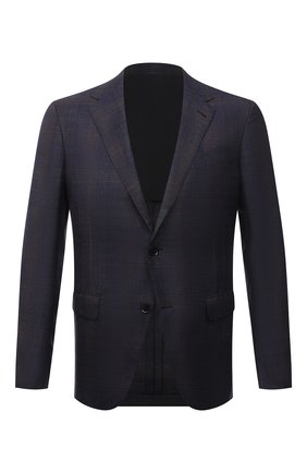 Мужской пиджак из шерсти и шелка ERMENEGILDO ZEGNA темно-синего цвета по цене 251500 руб., арт. 359015/15M220 | Фото 1 Мужской пиджак из шерсти и шелка ERMENEGILDO ZEGNA темно-синего цвета, арт. 359015/15M220 | Фото 1 (Материал внешний: Шерсть, Шелк; Рукава: Длинные; Материал подклада: Купро; Длина (для топов): Стандартные; Случай: Коктейльный; Пиджаки М: Прямой; 1-2-бортные: Однобортные; Стили: Классический)