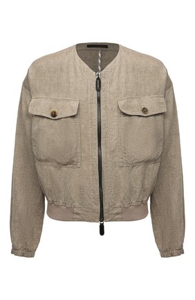 Мужской льняной бомбер GIORGIO ARMANI бежевого цвета по цене 156500 руб., арт. 2SG0B079/T00PX | Фото 1 Мужской льняной бомбер GIORGIO ARMANI бежевого цвета, арт. 2SG0B079/T00PX | Фото 1 (Длина (верхняя одежда): Короткие; Материал внешний: Лен; Рукава: Длинные; Кросс-КТ: Куртка; Принт: Без принта; Стили: Кэжуэл)