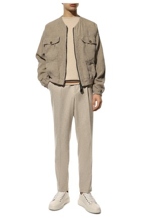 Мужской льняной бомбер GIORGIO ARMANI бежевого цвета по цене 156500 руб., арт. 2SG0B079/T00PX | Фото 2 Мужской льняной бомбер GIORGIO ARMANI бежевого цвета, арт. 2SG0B079/T00PX | Фото 2 (Длина (верхняя одежда): Короткие; Материал внешний: Лен; Рукава: Длинные; Кросс-КТ: Куртка; Принт: Без принта; Стили: Кэжуэл)