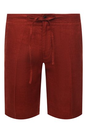 Мужские льняные шорты LORO PIANA бордового цвета, арт. FAI5747 | Фото 1 (Длина Шорты М: До колена; Материал внешний: Лен; Стили: Кэжуэл; Принт: Без принта; Случай: Повседневный)