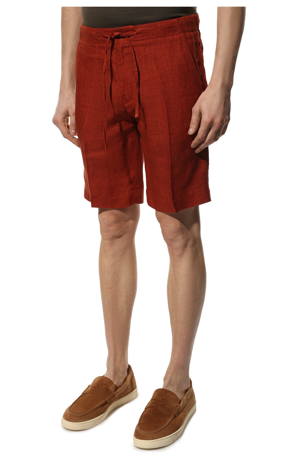 Мужские льняные шорты LORO PIANA бордового цвета, арт. FAI5747 | Фото 3 (Длина Шорты М: До колена; Принт: Без принта; Случай: Повседневный; Материал внешний: Лен; Стили: Кэжуэл)