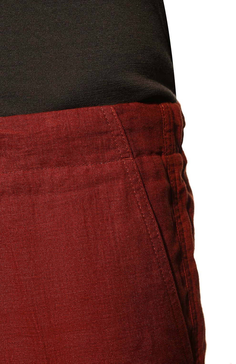 Мужские льняные шорты LORO PIANA бордового цвета, арт. FAI5747 | Фото 5 (Длина Шорты М: До колена; Принт: Без принта; Случай: Повседневный; Материал внешний: Лен; Стили: Кэжуэл)