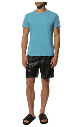 Мужская хлопковая футболка ORLEBAR BROWN голубого цвета, арт. 274739 | Фото 2 (Длина (для топов): Стандартные; Рукава: Короткие; Материал внешний: Хлопок; Принт: Без принта; Стили: Кэжуэл; Мужское Кросс-КТ: Футболка-пляж)