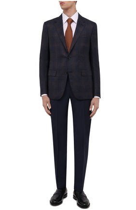 Мужские шерстяные брюки ERMENEGILDO ZEGNA темно-синего цвета по цене 53650 руб., арт. 340F05/75TB12 | Фото 2 Мужские шерстяные брюки ERMENEGILDO ZEGNA темно-синего цвета, арт. 340F05/75TB12 | Фото 2 (Длина (брюки, джинсы): Стандартные; Материал внешний: Шерсть; Материал подклада: Вискоза; Случай: Формальный; Стили: Классический)