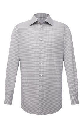Мужская хлопковая сорочка BRIONI серого цвета по цене 54500 руб., арт. RCA20L/P104N | Фото 1 Мужская хлопковая сорочка BRIONI серого цвета, арт. RCA20L/P104N | Фото 1 (Рукава: Длинные; Материал внешний: Хлопок; Длина (для топов): Стандартные; Случай: Формальный; Воротник: Кент; Принт: Клетка; Рубашки М: Regular Fit; Стили: Классический)