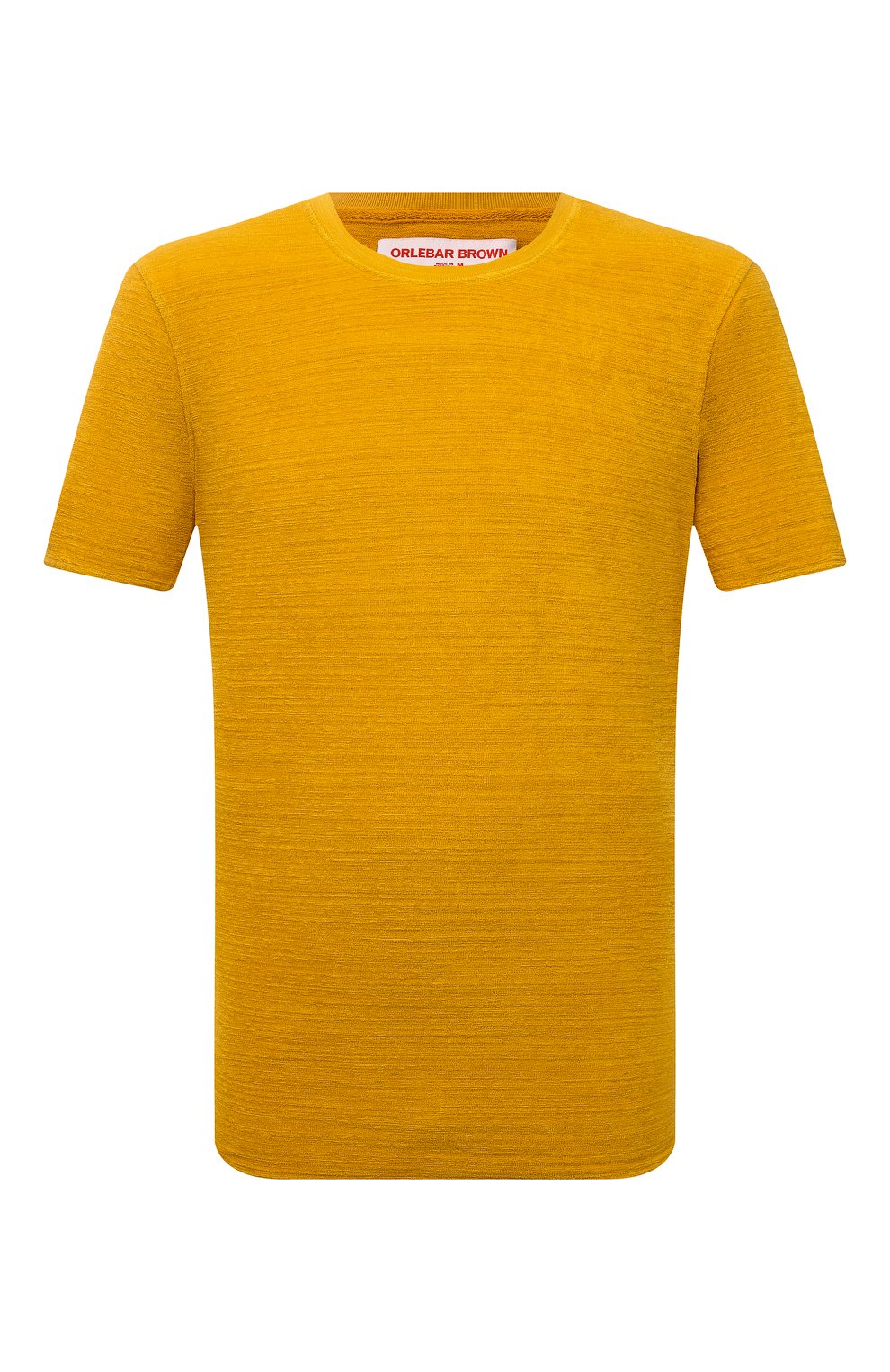 Мужская хлопковая футболка ORLEBAR BROWN желтого цвета, арт. 274715 | Фото 1 (Мужское Кросс-КТ: Футболка-пляж; Принт: Без принта; Рукава: Короткие; Длина (для топов): Удлиненные; Материал внешний: Хлопок; Стили: Кэжуэл)