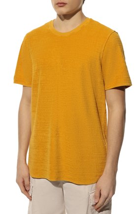 Мужская хлопковая футболка ORLEBAR BROWN желтого цвета, арт. 274715 | Фото 3 (Мужское Кросс-КТ: Футболка-пляж; Принт: Без принта; Рукава: Короткие; Длина (для топов): Удлиненные; Материал внешний: Хлопок; Стили: Кэжуэл)