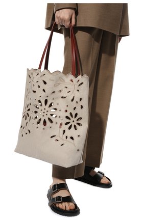 Женский сумка-шопер kamilla CHLOÉ бежевого цвета, арт. CHC22SS492G23 | Фото 2 (Материал: Текстиль; Размер: large; Сумки-технические: Сумки-шопперы)