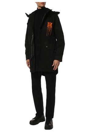 Мужская хлопковая парка AMIRI черного цвета, арт. PS22M0L011-001 | Фото 2 (Рукава: Длинные; Материал внешний: Хлопок; Кросс-КТ: Куртка; Длина (верхняя одежда): До середины бедра; Стили: Гранж)