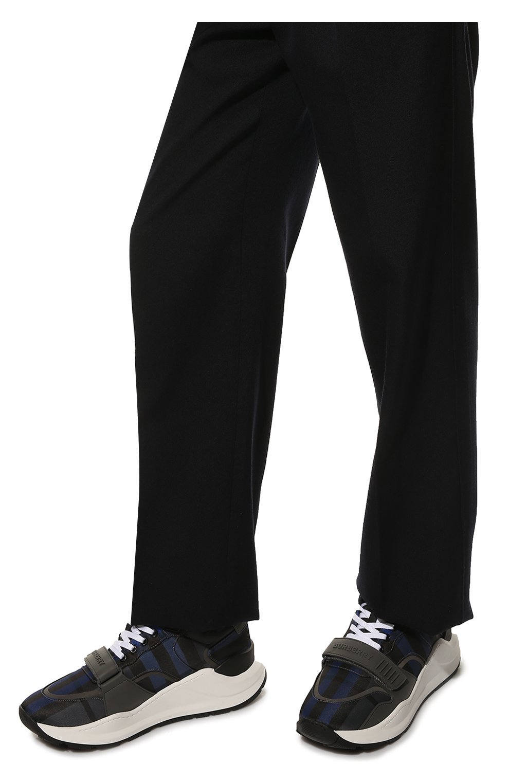 Мужские текстильные кроссовки ramsey BURBERRY темно-синего цвета, арт. 8048171 | Фото 3 (Материал внешний: Текстиль; Материал внутренний: Натуральная кожа, Текстиль; Стили: Классический; Подошва: Массивная)