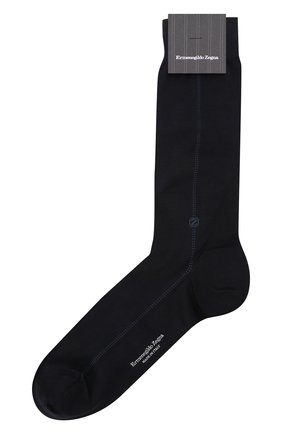 Мужские хлопковые носки ERMENEGILDO ZEGNA темно-синего цвета, арт. N5V404820 | Фото 1 (Материал внешний: Хлопок; Кросс-КТ: бельё)