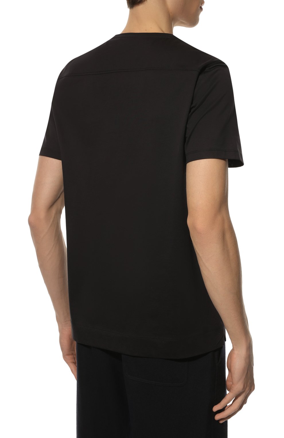 Мужская хлопковая футболка LIMITATO темно-синего цвета, арт. CLASSIC/T-SHIRT | Фото 4 (Принт: Без принта; Рукава: Короткие; Длина (для топов): Стандартные; Материал внешний: Хлопок; Стили: Кэжуэл)