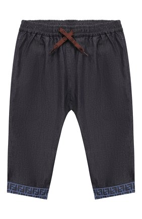 Детские хлопковые брюки FENDI темно-синего цвета, арт. BUF044/AEY4 | Фото 1 (Детали: На резинке)