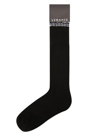 Женские хлопковые носки VERSACE черного цвета, арт. 1001544/1A01189 | Фото 1 (Материал внешний: Хлопок)