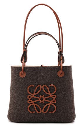 Женский сумка-тоут square basket LOEWE коричневого цвета, арт. A223098X05 | Фото 1 (Размер: medium; Материал: Текстиль; Сумки-технические: Сумки-шопперы)