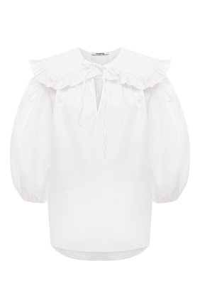 Женская хлопковая блузка VIVETTA белого цвета, арт. 22E V2M0/G111/V001 | Фото 1 (Материал внешний: Хлопок; Длина (для топов): Удлиненные; Рукава: Длинные; Женское Кросс-КТ: Блуза-одежда; Принт: Без принта; Стили: Бохо)