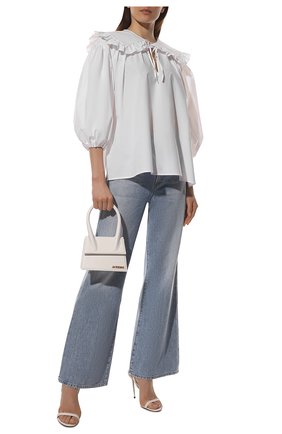 Женская хлопковая блузка VIVETTA белого цвета, арт. 22E V2M0/G111/V001 | Фото 2 (Материал внешний: Хлопок; Длина (для топов): Удлиненные; Рукава: Длинные; Женское Кросс-КТ: Блуза-одежда; Принт: Без принта; Стили: Бохо)
