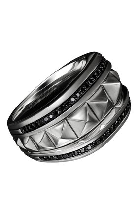 Мужское кольцо DAVID YURMAN бесцветного цвета, арт. R25482MSSABD | Фото 1 (Драгоценные камни: Бриллианты; Материал сплава: Серебро)