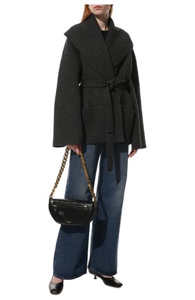 Женское шерстяное пальто TOTÊME серого цвета, арт. 221-109-763 | Фото 2 (Рукава: Длинные; Длина (верхняя одежда): Короткие; Материал внешний: Шерсть; 1-2-бортные: Однобортные; Стили: Кэжуэл)
