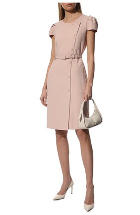 Женское платье из вискозы GIORGIO ARMANI светло-розового цвета, арт. 2SHVA0A1/T0386 | Фото 2 (Длина Ж (юбки, платья, шорты): До колена; Рукава: Короткие; Материал внешний: Вискоза; Материал подклада: Шелк; Женское Кросс-КТ: Платье-одежда; Случай: Повседневный; Стили: Кэжуэл)