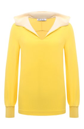 Женская шелковая блузка LORO PIANA желтого цвета, арт. FAM0910 | Фото 1 (Материал внешний: Шелк; Длина (для топов): Стандартные; Рукава: Длинные; Женское Кросс-КТ: Блуза-одежда; Стили: Романтичный; Принт: Без принта)