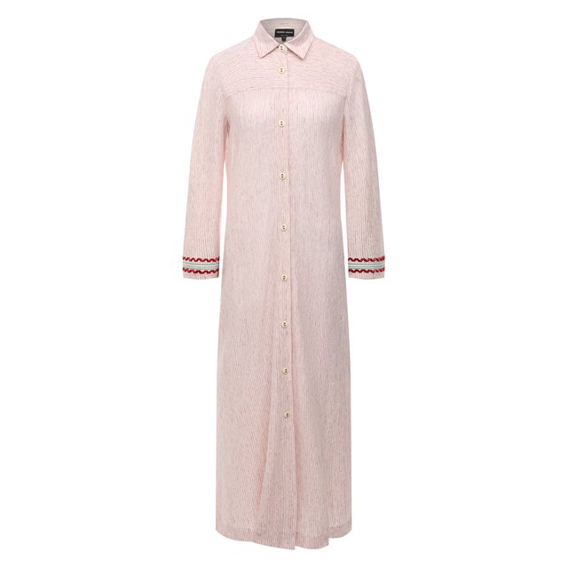 Платье изо льна и хлопка Giorgio Armani розового цвета