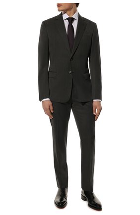 Мужской шерстяной костюм GIORGIO ARMANI темно-серого цвета по цене 189500 руб., арт. 8WGAV001/T0075 | Фото 1 Мужской шерстяной костюм GIORGIO ARMANI темно-серого цвета, арт. 8WGAV001/T0075 | Фото 1 (Рукава: Длинные; Материал подклада: Вискоза; Материал внешний: Шерсть; Костюмы М: Однобортный; Стили: Классический)