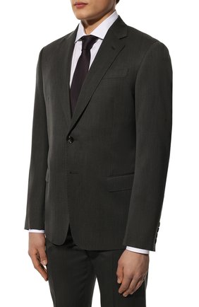 Мужской шерстяной костюм GIORGIO ARMANI темно-серого цвета по цене 189500 руб., арт. 8WGAV001/T0075 | Фото 2 Мужской шерстяной костюм GIORGIO ARMANI темно-серого цвета, арт. 8WGAV001/T0075 | Фото 2 (Рукава: Длинные; Материал подклада: Вискоза; Материал внешний: Шерсть; Костюмы М: Однобортный; Стили: Классический)