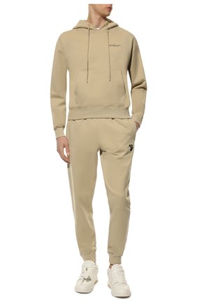 Мужские хлопковые джоггеры OFF-WHITE бежевого цвета по цене 39150 руб., арт. 0MCH033S22FLE001 | Фото 2 Мужские хлопковые джоггеры OFF-WHITE бежевого цвета, арт. 0MCH033S22FLE001 | Фото 2 (Длина (брюки, джинсы): Стандартные; Материал внешний: Хлопок; Мужское Кросс-КТ: Брюки-трикотаж; Силуэт М (брюки): Джоггеры; Стили: Гранж)