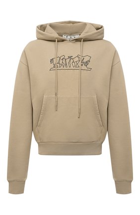 Мужской хлопковое худи OFF-WHITE бежевого цвета по цене 49600 руб., арт. 0MBB037S22FLE006 | Фото 1 Мужской хлопковое худи OFF-WHITE бежевого цвета, арт. 0MBB037S22FLE006 | Фото 1 (Рукава: Длинные; Материал внешний: Хлопок; Длина (для топов): Стандартные; Мужское Кросс-КТ: Худи-одежда; Принт: С принтом; Стили: Гранж)