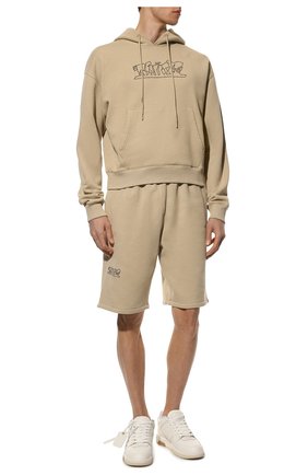 Мужской хлопковое худи OFF-WHITE бежевого цвета по цене 49600 руб., арт. 0MBB037S22FLE006 | Фото 2 Мужской хлопковое худи OFF-WHITE бежевого цвета, арт. 0MBB037S22FLE006 | Фото 2 (Рукава: Длинные; Материал внешний: Хлопок; Длина (для топов): Стандартные; Мужское Кросс-КТ: Худи-одежда; Принт: С принтом; Стили: Гранж)