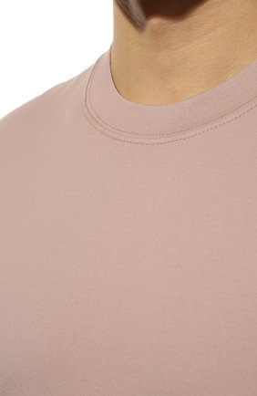 Мужская хлопковая футболка  BRUNELLO CUCINELLI светло-розового цвета, арт. M0T611308 | Фото 5 (Принт: Без принта; Рукава: Короткие; Длина (для топов): Стандартные; Материал внешний: Хлопок; Стили: Романтичный; Размерность: Маломерит)
