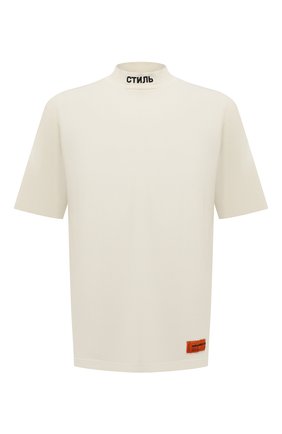 Мужская хлопковая футболка HERON PRESTON кремвого цвета, арт. HMAA021C99JER0010110 | Фото 1 (Материал внешний: Хлопок; Длина (для топов): Стандартные; Рукава: Короткие; Принт: Без принта; Стили: Гранж)