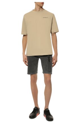Мужская хлопковая футболка OFF-WHITE бежевого цвета по цене 28700 руб., арт. 0MAA119S22JER004 | Фото 2 Мужская хлопковая футболка OFF-WHITE бежевого цвета, арт. 0MAA119S22JER004 | Фото 2 (Длина (для топов): Стандартные; Рукава: Короткие; Материал внешний: Хлопок; Принт: С принтом; Стили: Гранж)