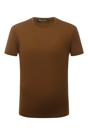 Мужская футболка из шелка и хлопка LORO PIANA коричневого цвета, арт. FAF6128 | Фото 1 (Материал внешний: Шелк, Хлопок; Длина (для топов): Стандартные; Рукава: Короткие; Принт: Без принта; Стили: Кэжуэл)