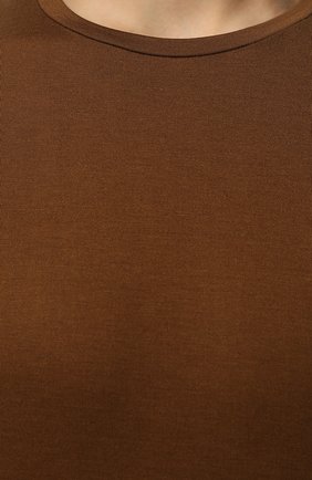 Мужская футболка из шелка и хлопка LORO PIANA коричневого цвета, арт. FAF6128 | Фото 5 (Материал внешний: Шелк, Хлопок; Принт: Без принта; Рукава: Короткие; Длина (для топов): Стандартные; Стили: Кэжуэл)
