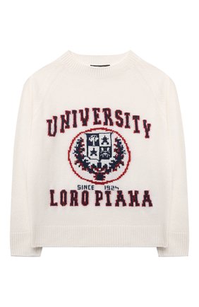 Детский кашемировый пуловер LORO PIANA белого цвета, арт. FAM2319 | Фото 1 (Рукава: Длинные; Материал внешний: Кашемир, Шерсть; Мальчики Кросс-КТ: Пуловер-одежда)