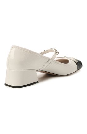Женские кожаные туфли MIU MIU черно-белого цвета, арт. 5I485D-0PO-F0964-035 | Фото 5 (Материал внешний: Кожа; Каблук высота: Низкий; Каблук тип: Устойчивый; Подошва: Плоская)