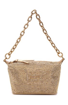 Женская сумка MIU MIU золотого цвета, арт. 5BC103-2D5H-F0522-OOO | Фото 1 (Размер: mini; Материал: Текстиль; Сумки-технические: Сумки top-handle)